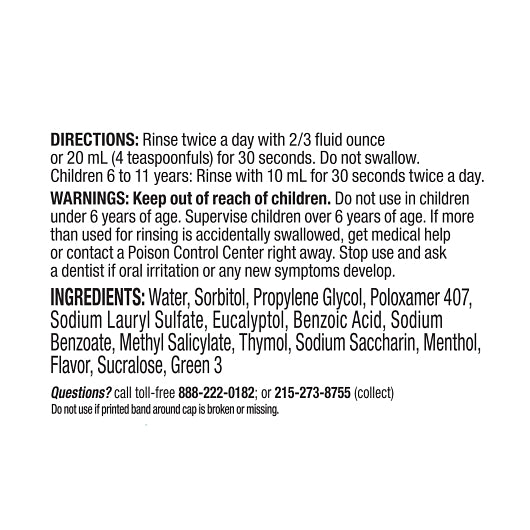 Listerine Cool Mint Zero Alcohol Mouthwash, 6 x 500 ML Case - Alternate product angle or state