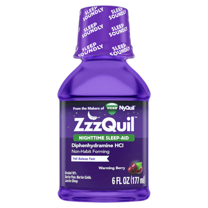 Vicks Zzzquil Night Time Sleep Aid Liquid, 1 x 3 x 12 ct Case - Alternate product angle or state