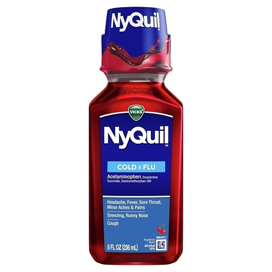 Vicks Nyquil Cold & Flu Liquid Cherry, 12 x 8 fl oz Case - Health & Personal Care