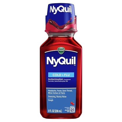 Vicks Nyquil Cold & Flu Liquid Cherry, 12 x 8 fl oz Case - Health & Personal Care