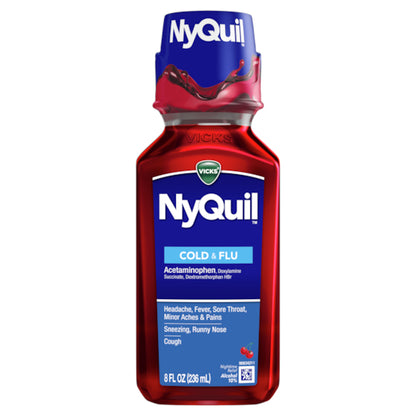 Vicks Nyquil Cold & Flu Liquid Cherry, 12 x 8 fl oz Case - DOT product image 3