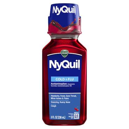 Vicks Nyquil Cold & Flu Liquid Cherry, 12 x 8 fl oz Case - DOT product image 4