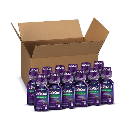 Vicks Zzzquil Night Time Sleep Aid Liquid, 1 x 3 x 12 ct Case - Alternate product angle or state
