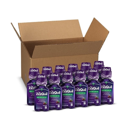 Vicks Zzzquil Night Time Sleep Aid Liquid, 1 x 3 x 12 ct Case - Alternate product angle or state