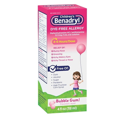 Benadryl Dye Free Allergy Liquid Bubblegum, 12 x 3 x 4 fl oz Case - DOT product image 2