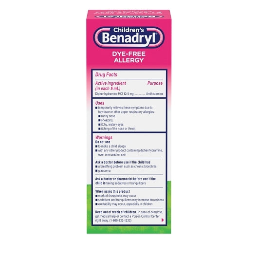 Benadryl Dye Free Allergy Liquid Bubblegum, 12 x 3 x 4 fl oz Case - DOT product image 4