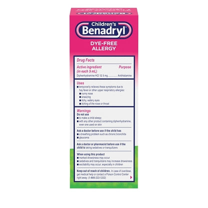 Benadryl Dye Free Allergy Liquid Bubblegum, 12 x 3 x 4 fl oz Case - DOT product image 4