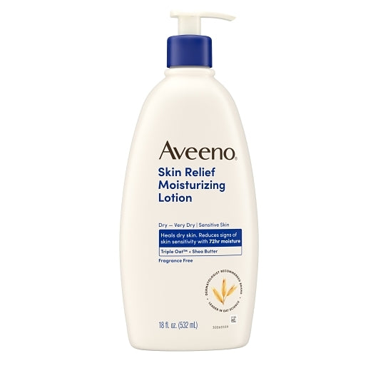 Aveeno Skin Relief Moisturizing Lotion Fragrance Free, 4 x 3 x 18 fl oz Case - Alternate product angle or state