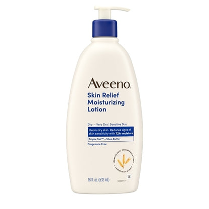 Aveeno Skin Relief Moisturizing Lotion Fragrance Free, 4 x 3 x 18 fl oz Case - Alternate product angle or state