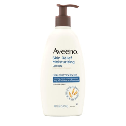 Aveeno Skin Relief Moisturizing Lotion Fragrance Free, 4 x 3 x 18 fl oz Case - Alternate product angle or state