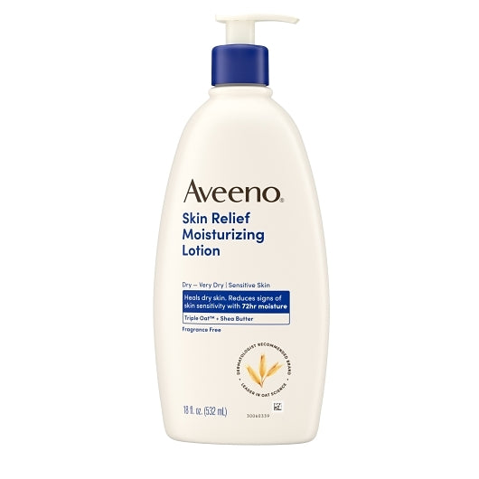 Aveeno Skin Relief Moisturizing Lotion Fragrance Free, 4 x 3 x 18 fl oz Case - Alternate product angle or state