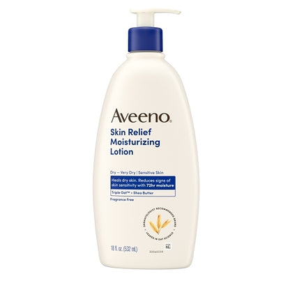 Aveeno Skin Relief Moisturizing Lotion Fragrance Free, 4 x 3 x 18 fl oz Case - Alternate product angle or state