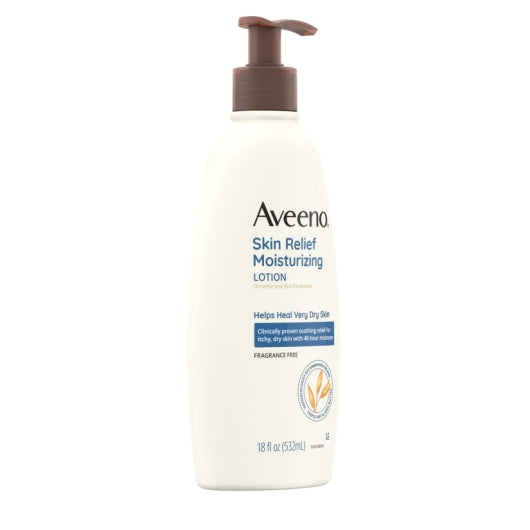 Aveeno Skin Relief Moisturizing Lotion Fragrance Free, 4 x 3 x 18 fl oz Case - Alternate product angle or state