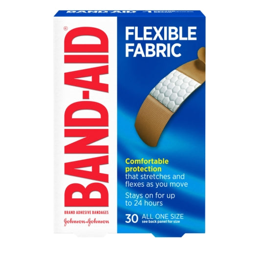 Band Aid Flexible Fabric Comfortable All One Size Bandages Box, 4 x 6 x 30 ct Case - Health & Personal Care