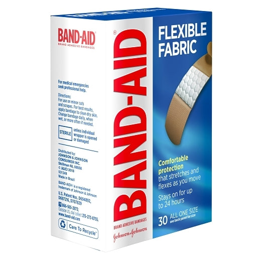 Band Aid Flexible Fabric Comfortable All One Size Bandages Box, 4 x 6 x 30 ct Case - Alternate product angle or state