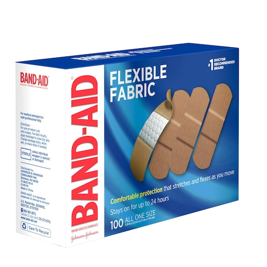 BAND-AID Brand Adhesive 1 Inch Flexible Fabric All One Size Bandages Box, 12 x 100 ct Case - DOT product image 4