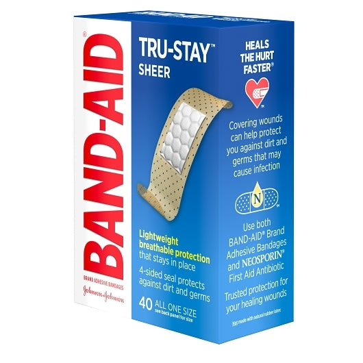 Band Aid Sheer Strips Bandages Box, 4 x 5 x 40 ct Case - Alternate product angle or state
