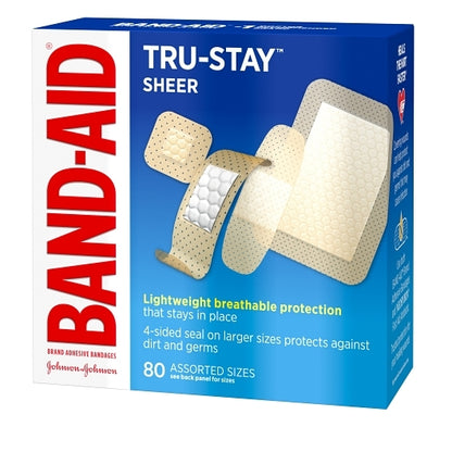 Band-Aid Tru-Stay Sheer Assorted Sizes Bandages Box, 8 x 3 x 80 ct Case - Health & Personal Care