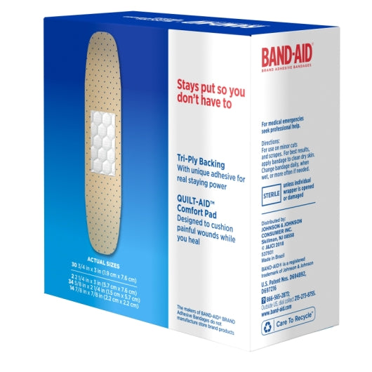 Band Aid Tru-Stay Sheer Assorted Sizes Bandages Box, 8 x 3 x 80 ct Case - Alternate product angle or state