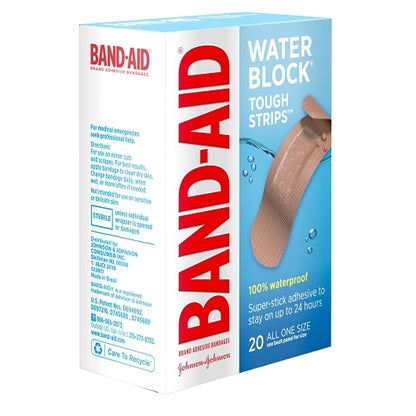 Band-Aid Water Block Tough Strip Bandage Box, 4 x 5 x 20 ct Case - Health & Personal Care