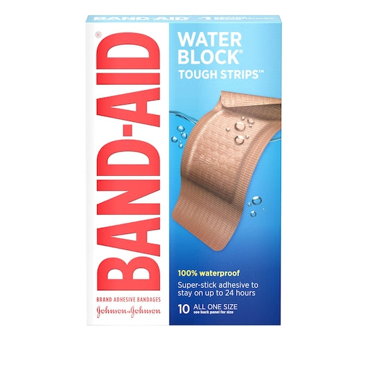 BAND-AID Brand Adhesive Water Block Tough Strip Extra Large Bandages Box, 4 x 6 x 10 ct Case - DOT product image 2