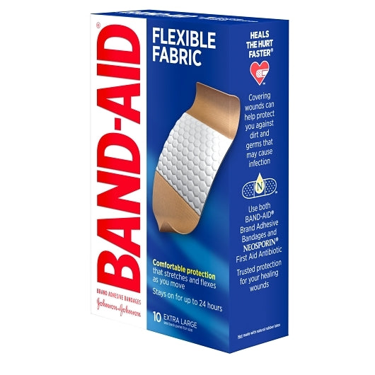Band Aid Flexible Fabric Xl Pack Bandages Box, 8 x 3 x 10 ct Case - Alternate product angle or state