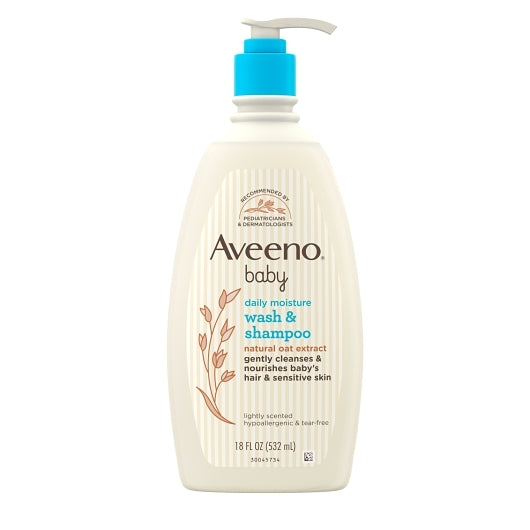 Aveeno Baby Daily Wash and Shampoo, 4 x 3 x 18 fl oz Case - Health & Personal Care