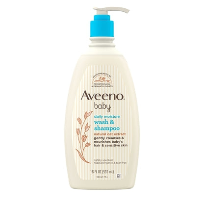 Aveeno Baby Daily Wash and Shampoo, 4 x 3 x 18 fl oz Case - Health & Personal Care
