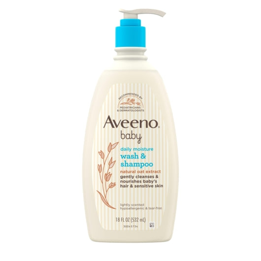 Aveeno Baby Daily Wash and Shampoo, 4 x 3 x 18 fl oz Case - DOT product image 2