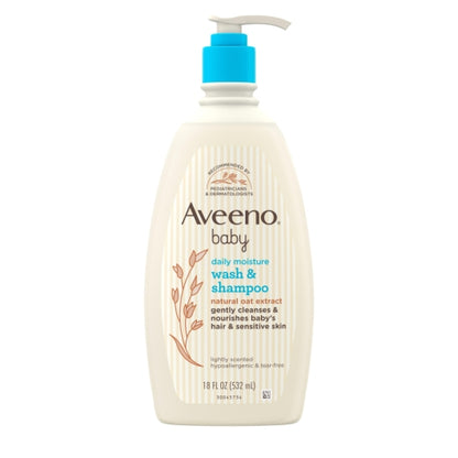 Aveeno Baby Daily Wash and Shampoo, 4 x 3 x 18 fl oz Case - DOT product image 2