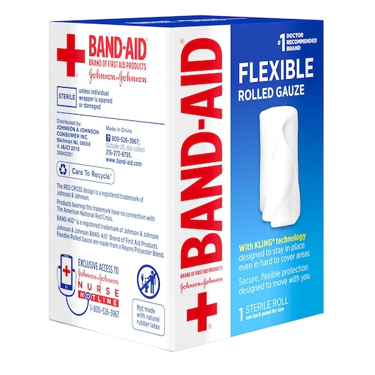 Band Aid Flexible Rolled Gauze With Kling Technology 2 Inch X 2.5 Yard Roll, 16 x 3 x 1 ct Case - DOT product image 3