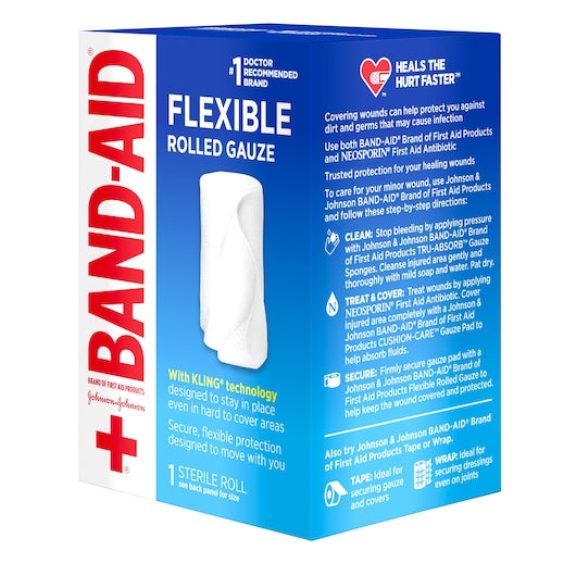 Band Aid Flexible Rolled Gauze With Kling Technology 2 Inch X 2.5 Yard Roll, 16 x 3 x 1 ct Case - DOT product image 7