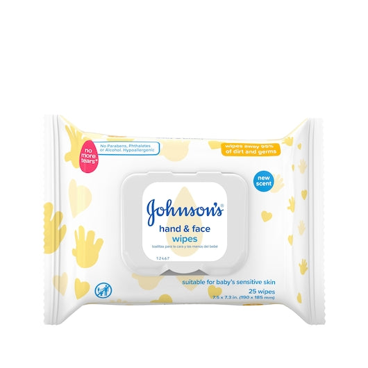 Johnsons Baby Hand And Face Wipes, 4 x 25 ct Case - Cleaners & Sanitizers