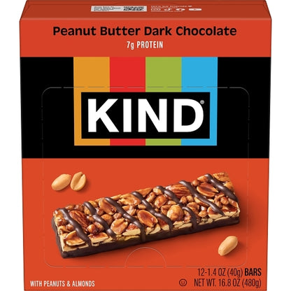 KIND HEALTHY SNACKS Peanut Butter Dark Chocolate Bar, 6 x 12 x 1.4 oz Case - Snack Bars & Granola Bars
