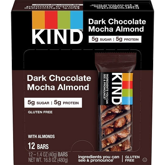 KIND HEALTHY SNACKS Dark Chocolate Mocha Almond Bar, 6 x 12 x 1.4 oz Case - Candy & Confections