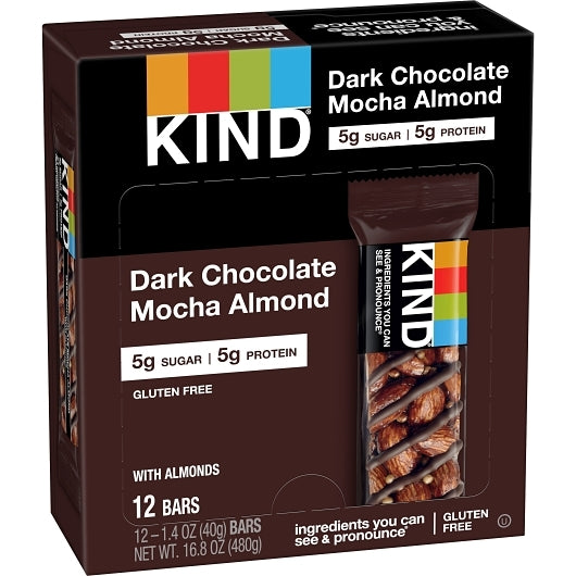 KIND HEALTHY SNACKS Dark Chocolate Mocha Almond Bar, 6 x 12 x 1.4 oz Case - DOT product image 4