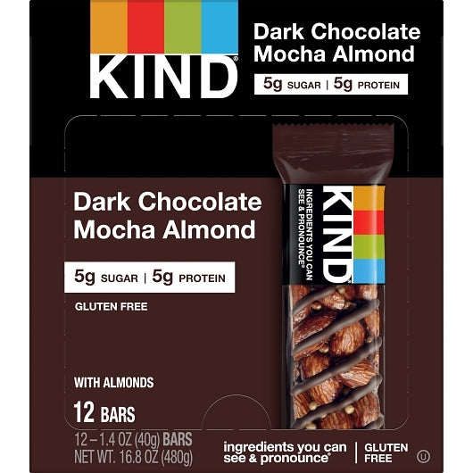 KIND HEALTHY SNACKS Dark Chocolate Mocha Almond Bar, 6 x 12 x 1.4 oz Case - DOT product image 3