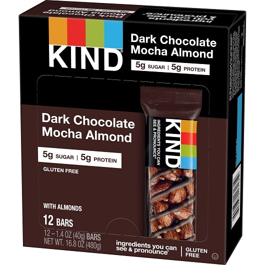 KIND HEALTHY SNACKS Dark Chocolate Mocha Almond Bar, 6 x 12 x 1.4 oz Case - DOT product image 6