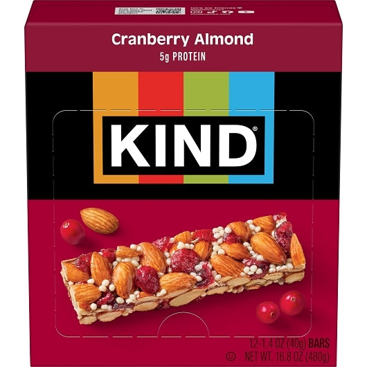 KIND HEALTHY SNACKS Cranberry Almond Cereal Bars, 6 x 12 x 1.4 oz Case - Breakfast Foods