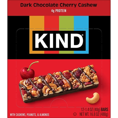 KIND HEALTHY SNACKS Dark Chocolate Cherry Cashew Bar, 6 x 12 x 1.4 oz Case - DOT product image 7