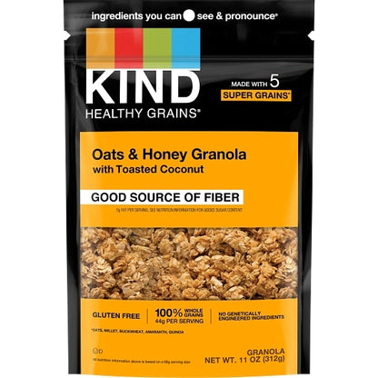 KIND HEALTHY SNACKS Granola Oats & Honey Whole Grain Granola Clusters, 6 x 11 oz Case - DOT product image 4