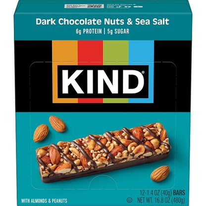 KIND HEALTHY SNACKS Dark Chocolate Nuts & Sea Salt Bar, 6 x 12 x 1.4 oz Case - DOT product image 3
