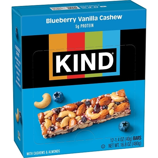 KIND HEALTHY SNACKS Blueberry Vanilla Cashew Bar, 6 x 12 x 1.4 oz Case - DOT product image 8