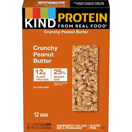Kind Snacks Protein Crunchy Peanut Butter Bar, 6 x 12 x 1.76 oz Case - Snack Bars & Granola Bars