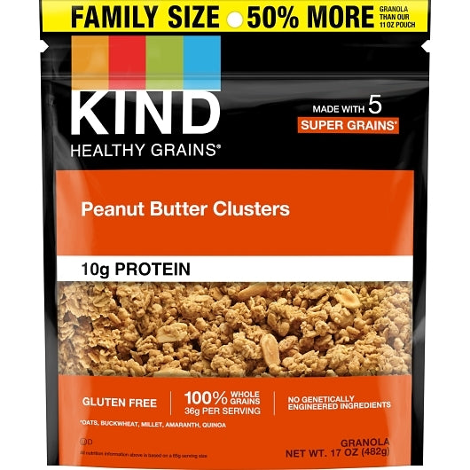 Kind Peanut Butter Granola Clusters, 6 x 17 oz Case - Breakfast Foods - image 2