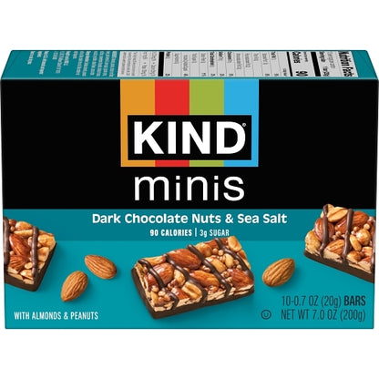 Kind Snacks Mini Dark Chocolate Nuts Bar, 8 x 10 x 0.7 oz Case - Snack Bars & Granola Bars