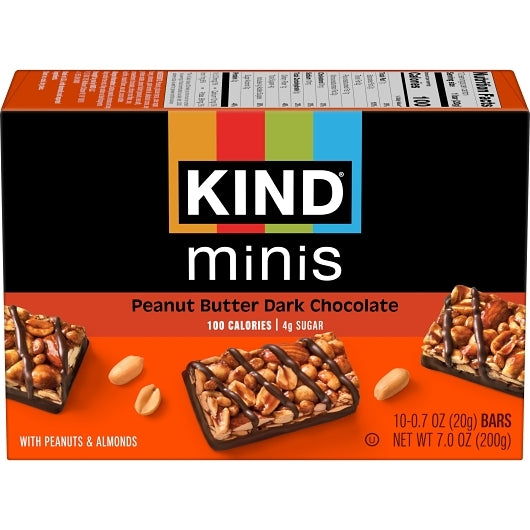 Kind Snacks Mini Peanut Butter Dark Chocolate Bar, 8 x 7 oz Case - Snack Bars & Granola Bars