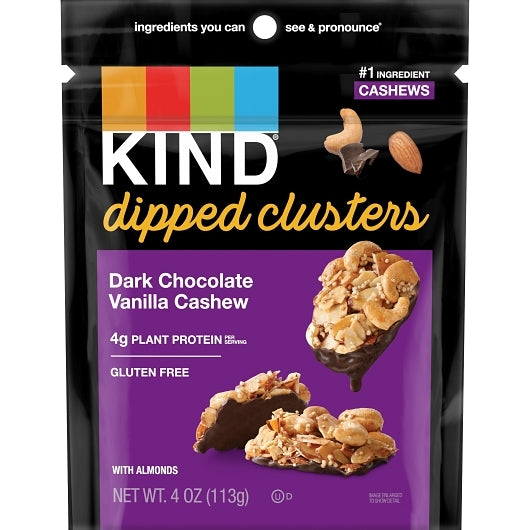 Kind Dark Chocolate Vanilla Cashew Dipped Clusters, 8 x 4 oz Case - Nuts & Seeds - image 2