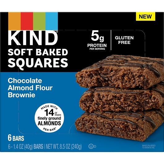 Kind Soft Baked Squares Chocolate Almond Flour Brownie Bar, 8 x 6 x 1.4 oz Case - Bakery & Desserts