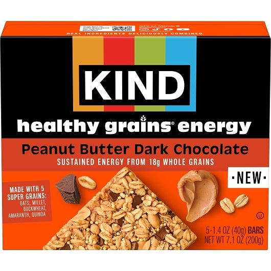 Kind Health Grains Energy Peanut Butter Dark Chocolate, 8 x 5 x 1.4 oz Case - Rice & Grains - image 2
